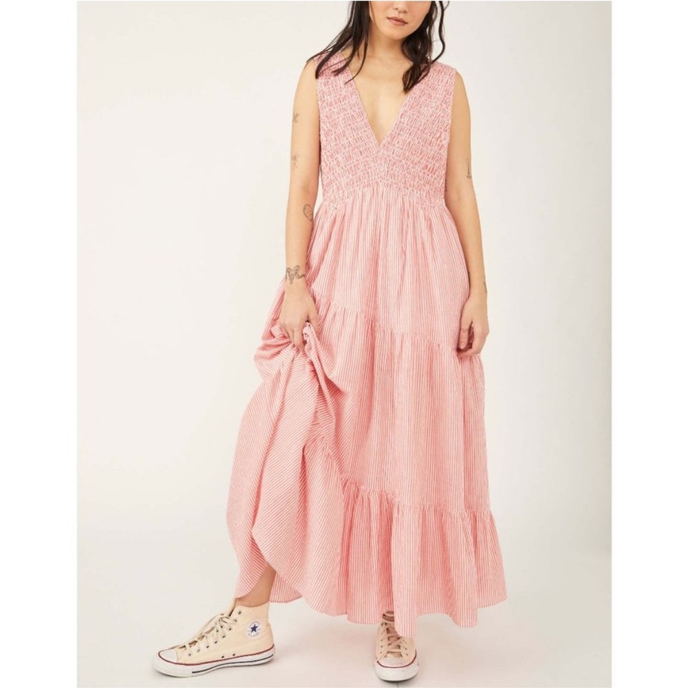 Free People Pink Striped Maxi Dress